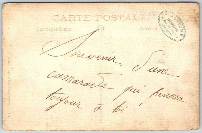 Grenoble France c1917 RPPC Real Photo Postcard Man Woman Skirt Married Couple