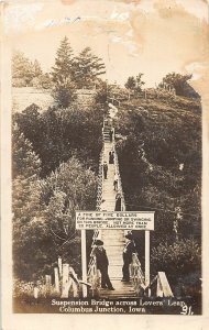 H93/ Columbus Junction Iowa RPPC Postcard c1910 Suspension Bridge 79