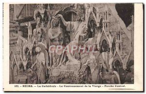 Old Postcard Reims Cathedrale The Coronation Of The Virgin Porch Central