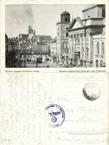 poland, WARSAW WARSZAWA, Placu Zamkowego i Krakowskie Przedmieście, Tram (1940)