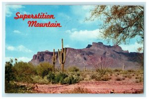 1962 Superstition Mountain Mesa Arizona AZ Cactus South Bend Indiana IN Postcard 