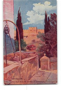 Jerusalem Israel Art Postcard 1912 The Golden Gate the Garden of Gethsemane