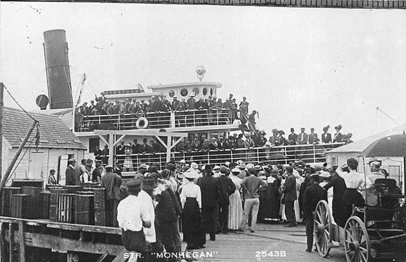 Casco Bay ME Steamer Monhegan Steamship Busy Scene  Real Photo Postcard 