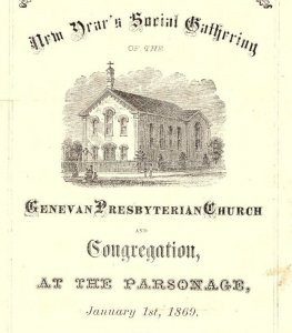 1869 GENEVAN PRESBYTERIAN CHURCH NEW YORK NEW YEAR'S SOCIAL GATHERING  Z895