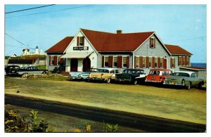 VTG Nubble Light Dining Room, Restaurant, 1950's Cars, York Beach, ME Postcard