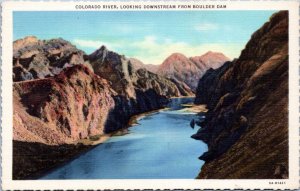 Postcard Colorado River Looking Downstream from Boulder Dam