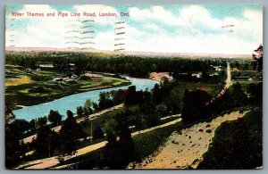 Postcard London Ontario c1907 River Thames and Pipe Line Road