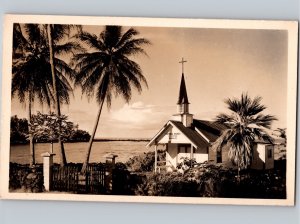 c1940 St Peter Catholic Church Kahaluu Oahu Hawaii HI RPPC Real Photo