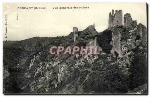 Creuse Crozant Old Postcard General view of the ruins