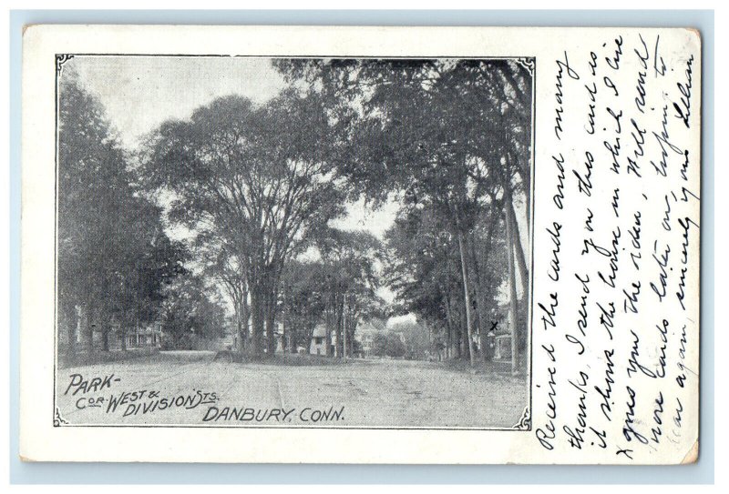 1905 Park Cor. West & Division Streets Danbury CT Elizabeth NJ Postcard