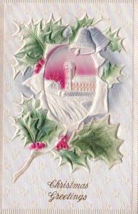 Christmas Greetings Landscape Scene Embossed