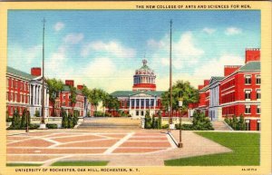 NY New York UNIVERSITY OF ROCHESTER College Arts/Sciences For Men LINEN Postcard