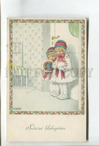 477358 Pauli EBNER Kids Hearty congratulations CHRISTMAS Vintage postcard #1269