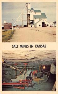 KS, Kansas   SALT MINES Plant & Underground Mining Views   Chrome Postcard