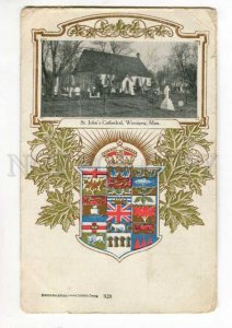 289551 CANADA WINNIPEG St.John Cathedral coat of arms Vintage 1907 year RPPC
