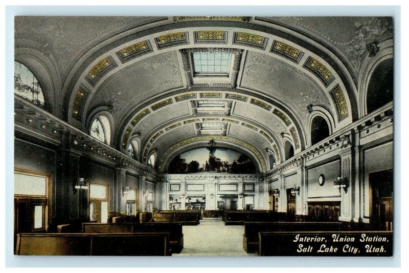 View of The Interior of Union Depot, Salt Lake City Utah UT Unposted Postcard 