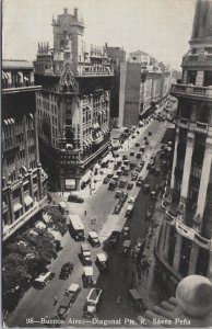 Argentina Buenos Aires Diagonal Pte. R. Saenz Pena Vintage Postcard C138