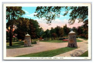 Fort Hill Park Entrance Lowell MA Massachusetts WB Postcard V15