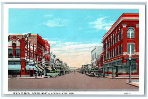 North Platte Nebraska NE Postcard Dewey Street Looking North Hotel Mc Gabe Cafe