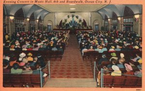 Vintage Postcard 1954 Evening Concert in Music Hall Ocean City New Jersey N. J.