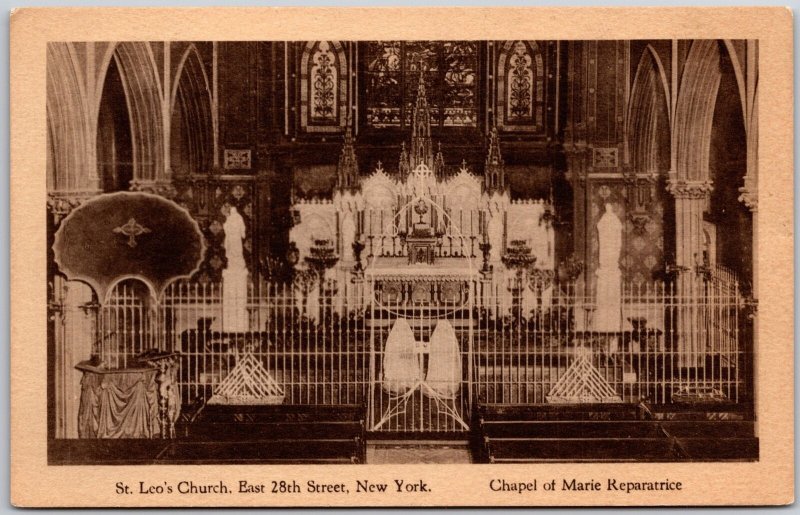 St. Leo's Church East 28th Street New York Chapel of Marie Reparatrice Postcard