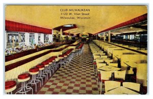 MILWAUKEE, WI Wisconsin ~ Roadside CLUB MILWAUKEAN c1940s Kropp Linen Postcard