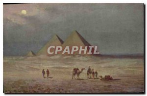 Postcard Ancient Egypt Egypt The pyramids at moonlight