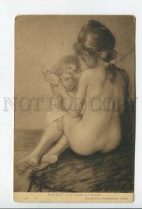 431763 MAURIN Nude Girl Child w/ DOLL Vintage postcard