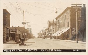 H14/ Anamosa Iowa RPPC Postcard c1910 Main St Bar Shaw Dutton Store