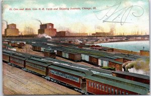 VINTAGE POSTCARD ILLINOIS CENTRAL & MICHIGAN RAIL ROAD YARDS POSTED CHICAGO 1908