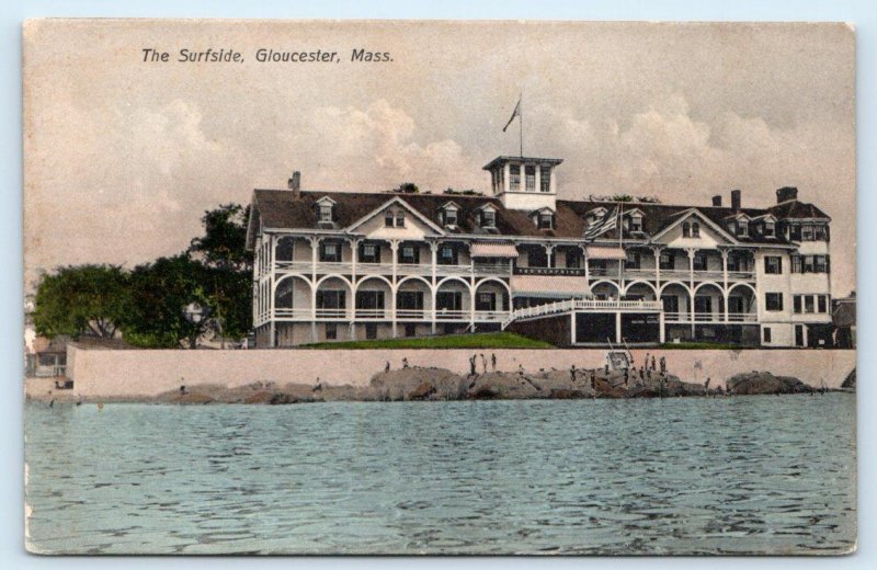 GLOUCESTER, MA ~ Roadside THE SURFSIDE HOTEL c1910s Hand Colored Postcard