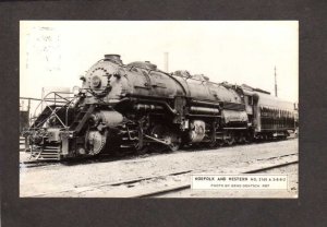 Norfolk and & Western Railroad Train Engine # 2160 Real Photo RPPC RP Postcard