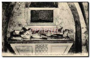 Old Postcard In The Tomb of Charles of Artois in the crypt of the church of N...