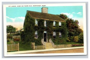 Vintage 1920s Postcard Ivy Lodge 140y/o Nantucket Massachusetts