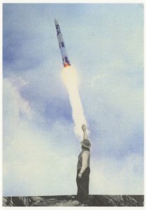 Steven Quinn Farmer Waves To Space Rocket Painting Postcard