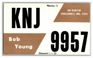 QSL Radio Card From Vincennes Indiana KNJ 9957