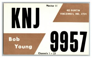 QSL Radio Card From Vincennes Indiana KNJ 9957 