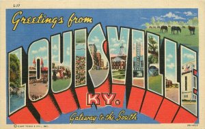 Large Letters Multi View Louisville Kentucky 1954 Postcard Teich linen 20-13354