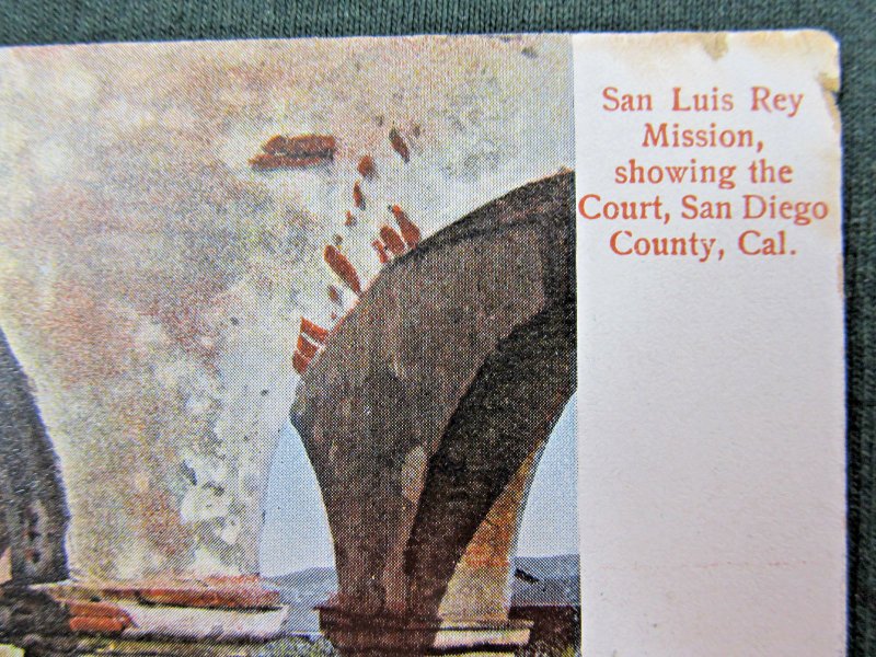 SAN DIEGO, CA  San Luis Rey Mission Courtyard California County Vintage Postcard