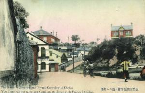 china, CHEFOO YANTAI 烟台, Street to Japanese and French Consulate 1908 Navy Mail 