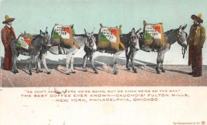 Cauchois Fulton Mills Private Estate Coffee Ad Donkeys Postcard AA110440