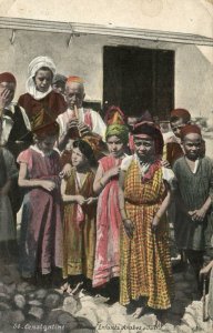 PC CPA JUDAICA, CONSTANTINE, ENFANTS ARABES & JUIFS, Vintage Postcard (b25308)