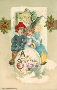 c1910 Schmucker Joyful Christmas Children Postcard 25-11795