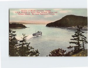 Postcard C.P.R. Steamer in Active Pass Canada