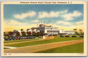 Vtg Washington DC National Airport Gravelly Point 1930s Linen View Postcard