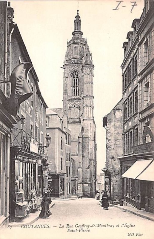 La Rue Geoffroy de Montbray et l'Eglise Saint Pierre Coutances France Unused 