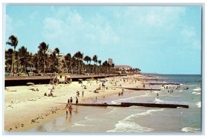 c1950's Beach Showing Breakers Hotel Background Palm Beach Florida FL Postcard
