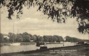 Brightwaters Long Island NY The Canal Old Postcard