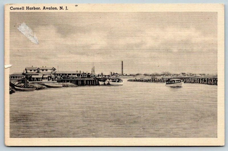 1951 CORNELL HARBOR AVALON NEW JERSEY*NJ*BOATS*PIER*PUBL BY KEEN'S DRUG STORE