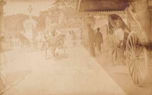 Kandy Ceylon Railroad Station Rickshaws Real Photo Postcard AA74761